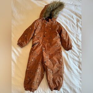REIMA Lapi One Piece, Hooded Snowsuit with Deer Print, size 2T